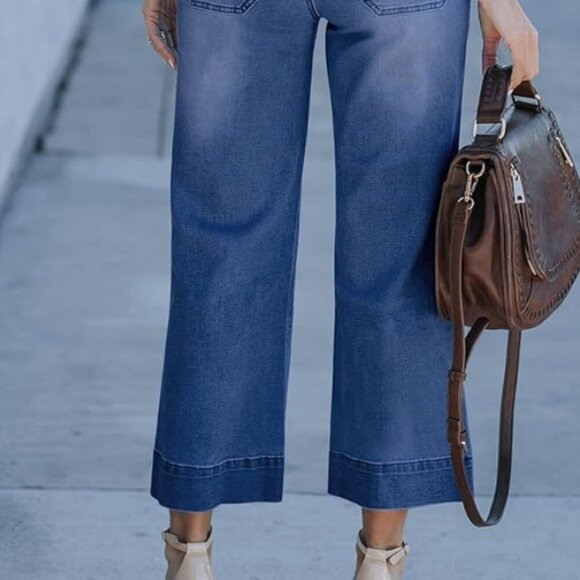 luvamia Wide Leg Jeans Trendy High Waisted Flare Jeans Cropped Denim Stretchy - Picture 4 of 6